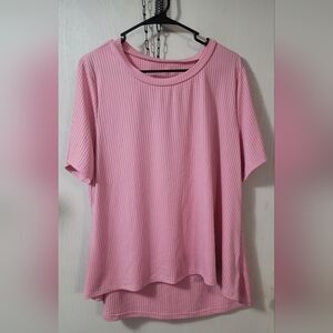 Pink Ribbed Women's Top And Leggings